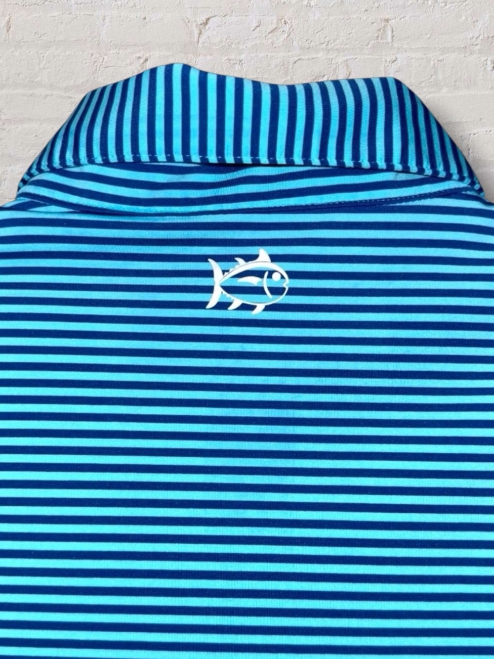 Southern Tide Blue & Teal Striped Polo